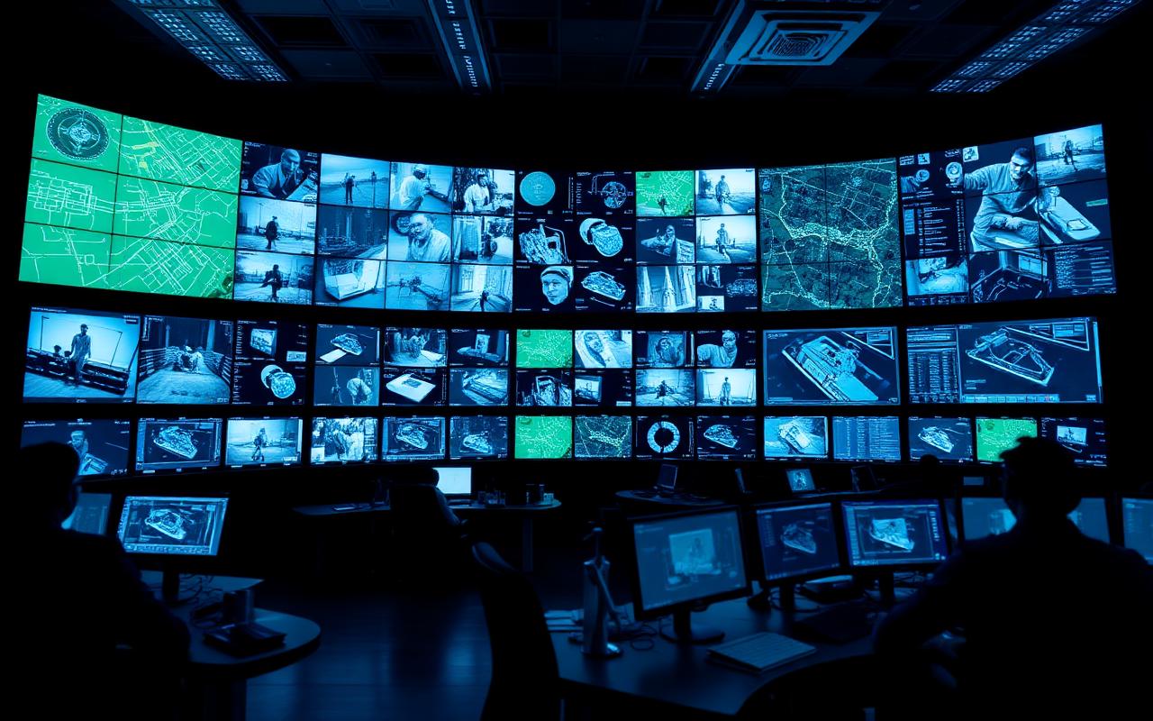Sala SOC com videowall e operadores